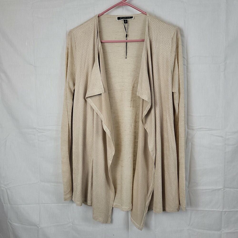 Melanie Lyne Womens Beige Long Sleeve Open‎ Front Cardigan Sweater Size Medium